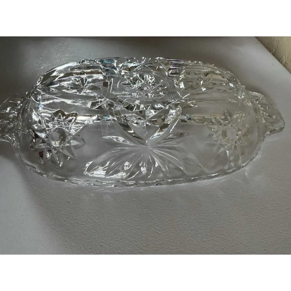Vintage Anchor Hocking Star of David‎ Glass Relish Dish Divided Serving Tray 10